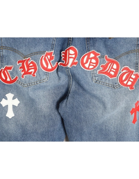 Chrome Hearts Back Sanskrit Cross Leather Pants,Chrome Hearts