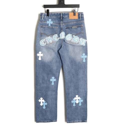 Chrome Hearts Back Sanskrit Cross Leather Pants TSK1,Chrome Hearts