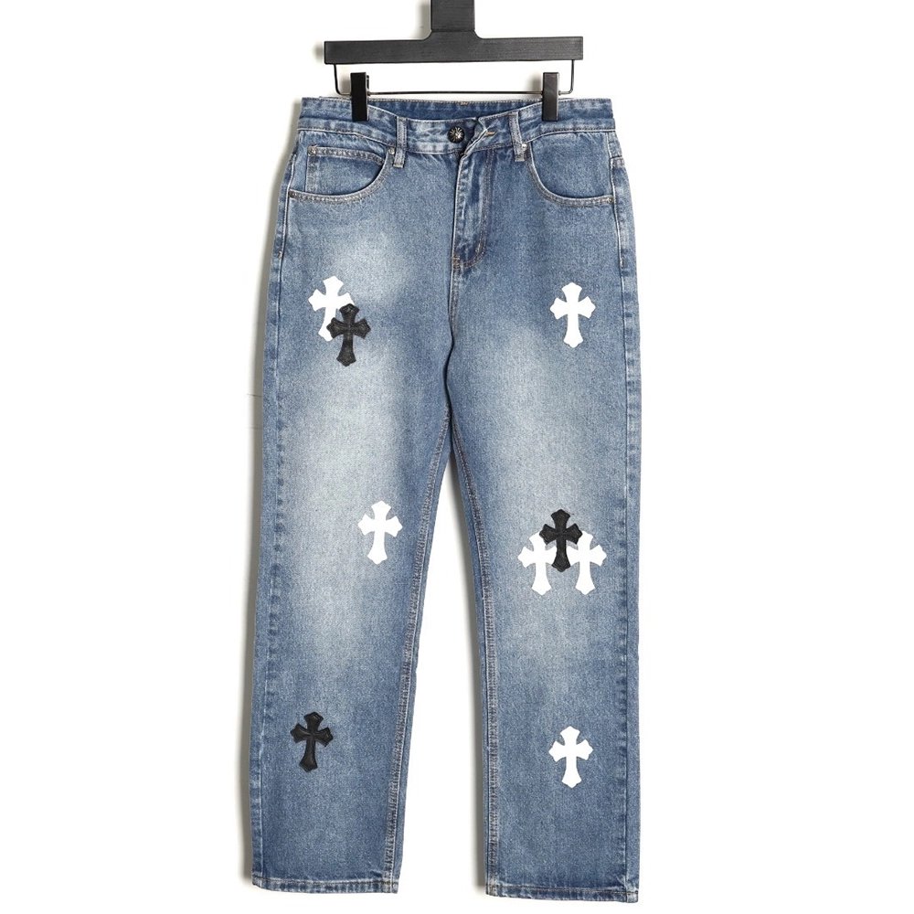 Chrome Hearts Back Sanskrit Cross Leather Pants TSK2,Chrome Hearts