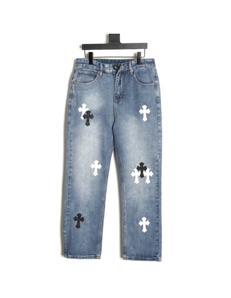 Chrome Hearts Back Sanskrit Cross Leather Pants TSK2,Chrome Hearts