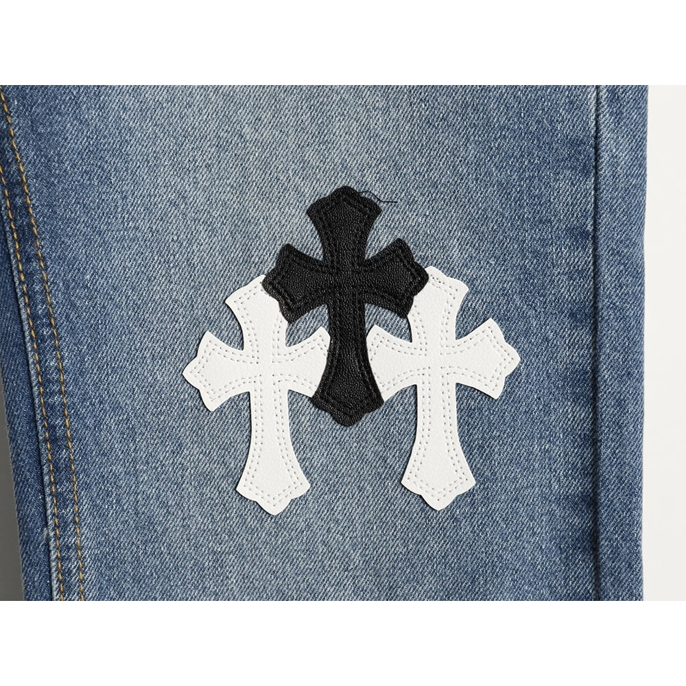 Chrome Hearts Back Sanskrit Cross Leather Pants TSK2,Chrome Hearts