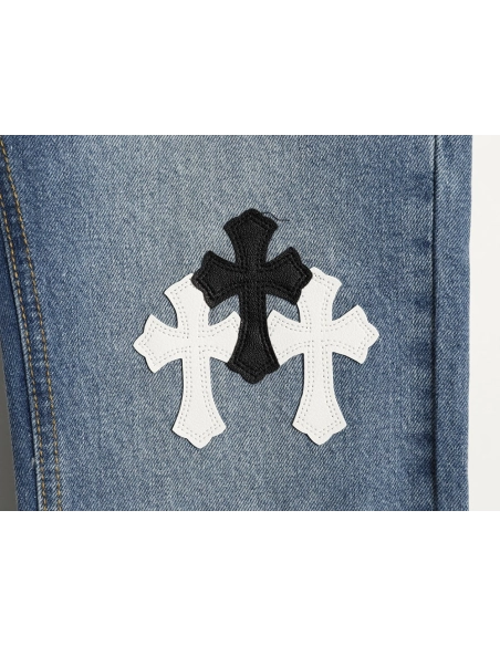 Chrome Hearts Back Sanskrit Cross Leather Pants TSK2,Chrome Hearts