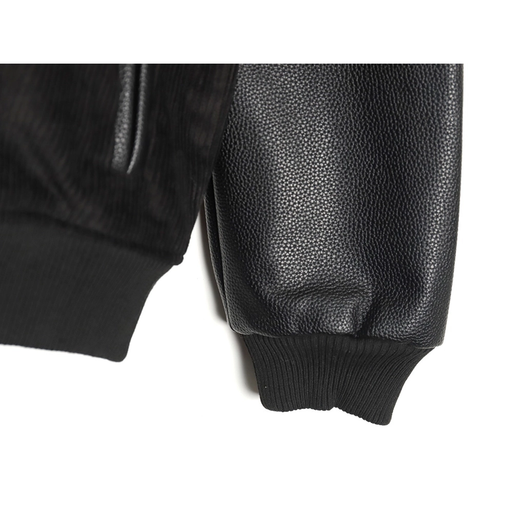 Chrome Hearts embroidered lips patchwork leather baseball jacket,Chrome Hearts