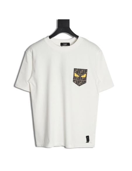 Fendi Little Monster Eyes FF Leather Brand Pocket Short Sleeve,Fendi