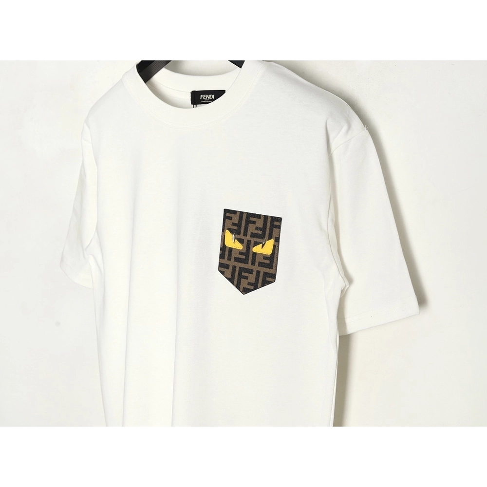 Fendi Little Monster Eyes FF Leather Brand Pocket Short Sleeve,Fendi