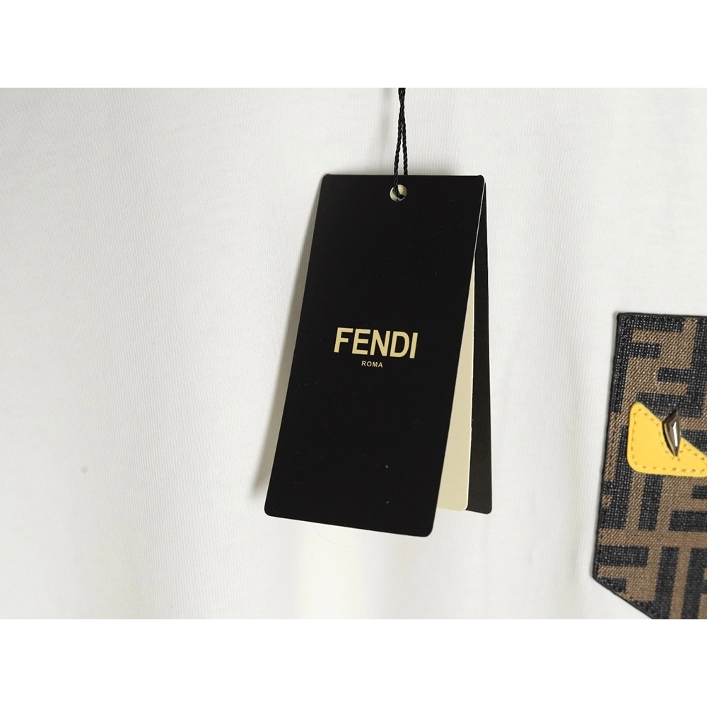 Fendi Little Monster Eyes FF Leather Brand Pocket Short Sleeve,Fendi