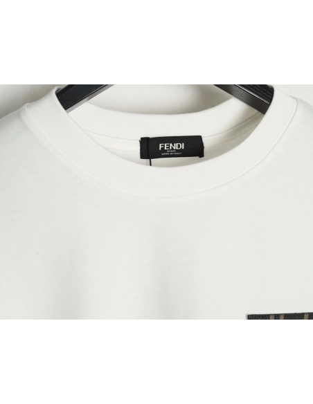 Fendi Little Monster Eyes FF Leather Brand Pocket Short Sleeve,Fendi