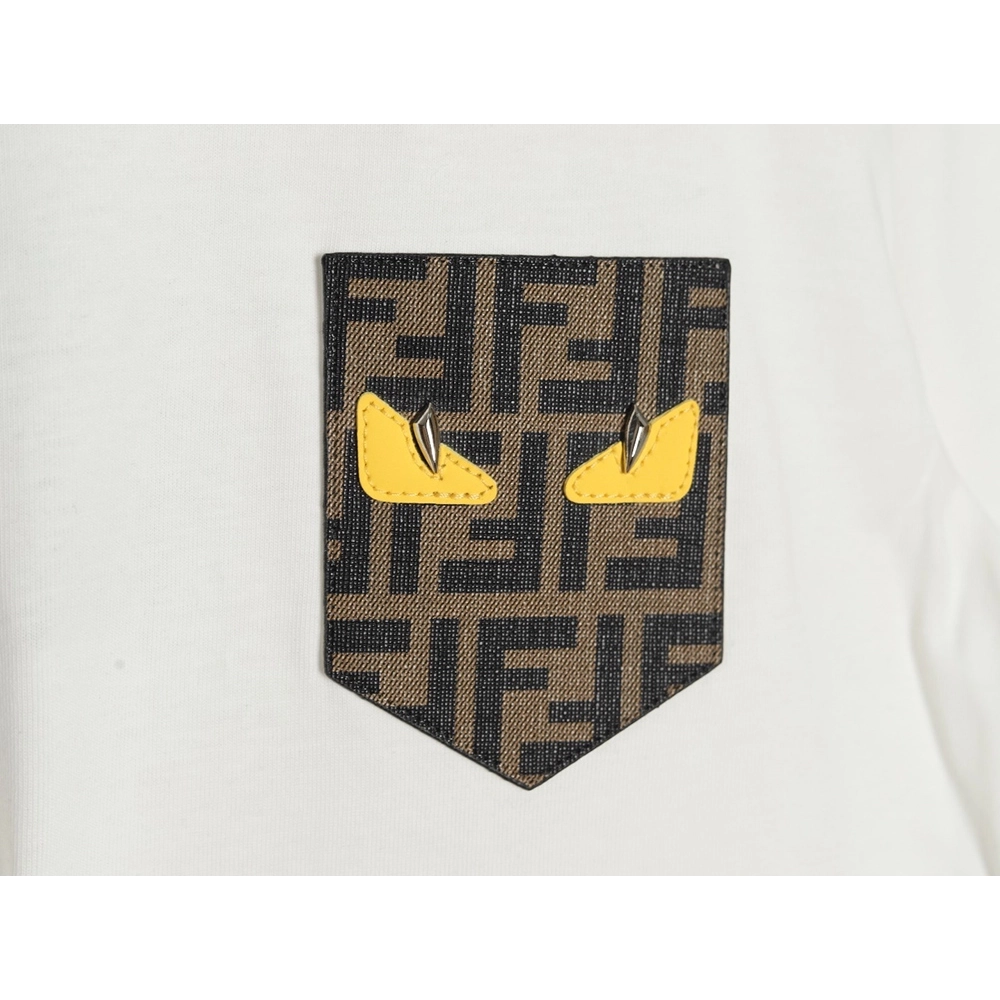 Fendi Little Monster Eyes FF Leather Brand Pocket Short Sleeve,Fendi