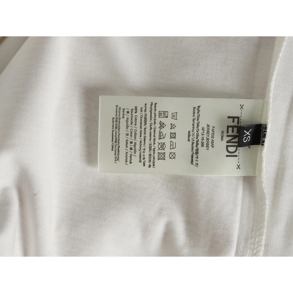 Fendi Little Monster Eyes FF Leather Brand Pocket Short Sleeve,Fendi