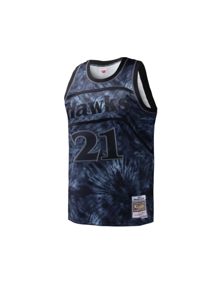 Mens Atlanta Hawks Dominique Wilkins Black Hardwood Classics 1986 87 Tie-Dye Swingman Jersey,Atlanta Hawks,NBA,JERSEY with free 