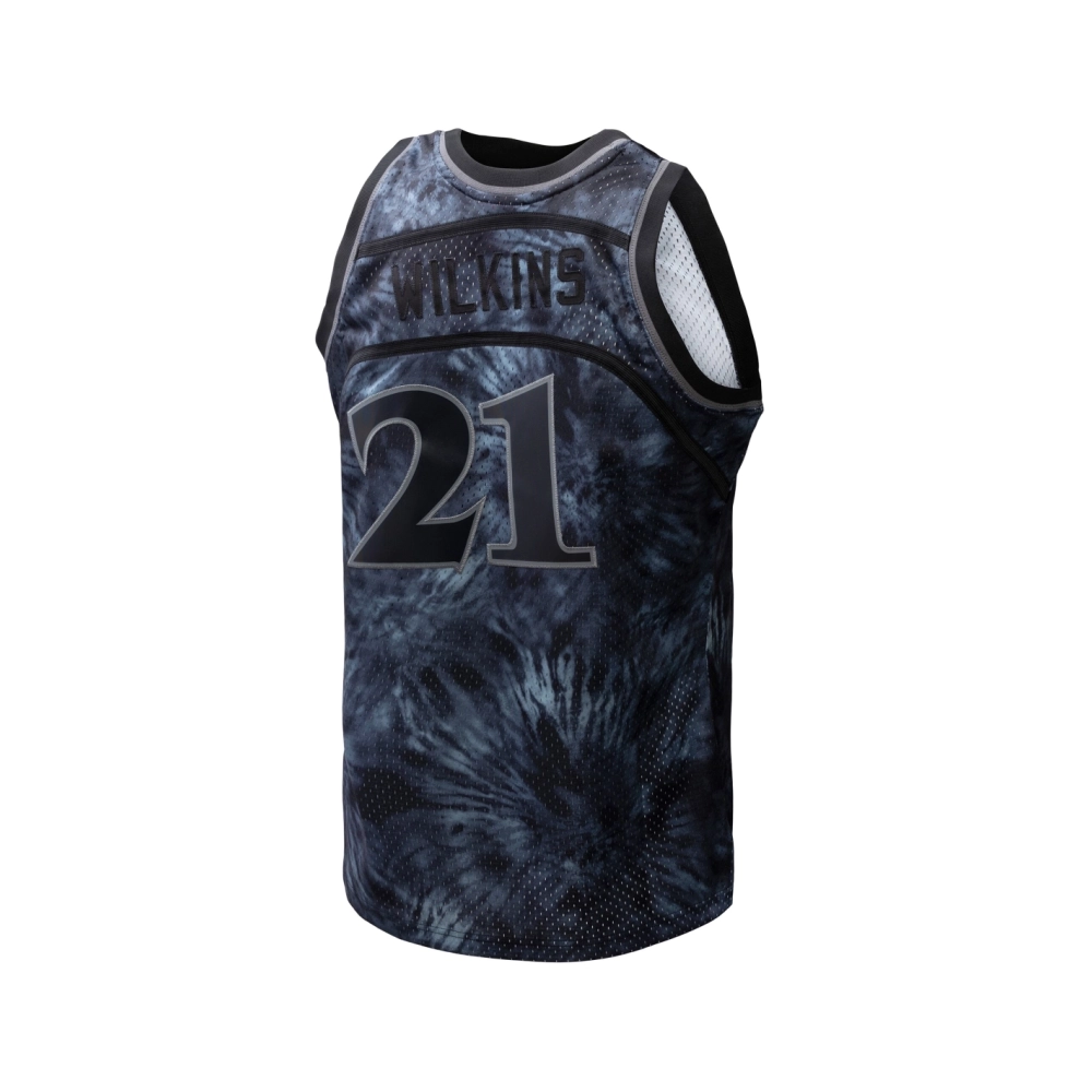 Mens Atlanta Hawks Dominique Wilkins Black Hardwood Classics 1986 87 Tie-Dye Swingman Jersey,Atlanta Hawks,NBA,JERSEY with free 