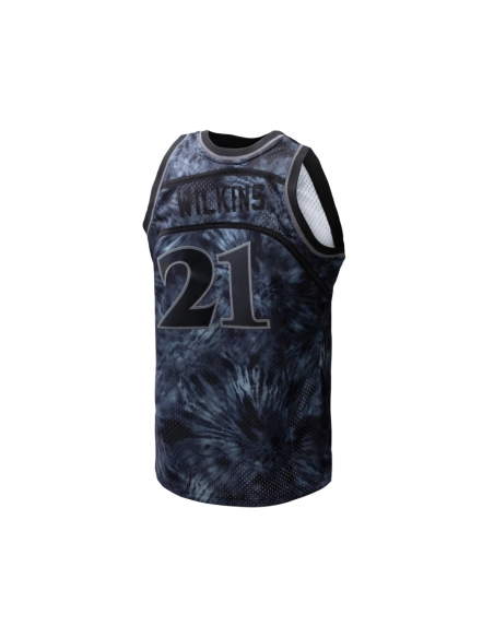 Mens Atlanta Hawks Dominique Wilkins Black Hardwood Classics 1986 87 Tie-Dye Swingman Jersey,Atlanta Hawks,NBA,JERSEY with free 
