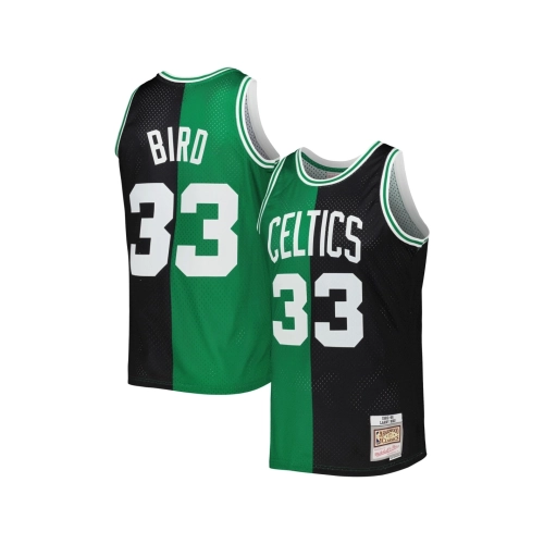 Mens Boston Celtics Larry Bird Black Kelly Green Hardwood Classics 1985 86 Split Swingman Jersey,Boston Celtics,NBA,JERSEY with 