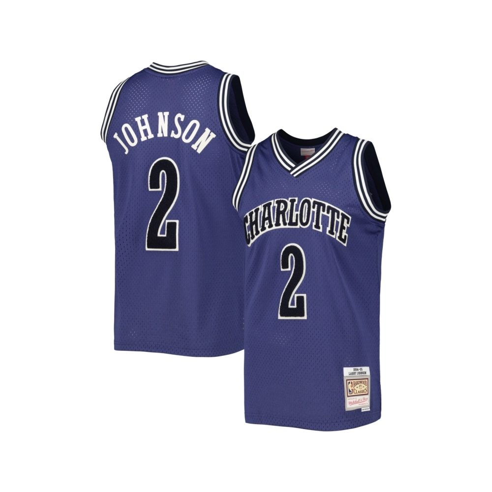Mens Charlotte Hornets Larry Johnson Purple 1994 95 Hardwood Classics Off-Court Swingman Jersey,Charlotte Hornets,NBA,JERSEY wit