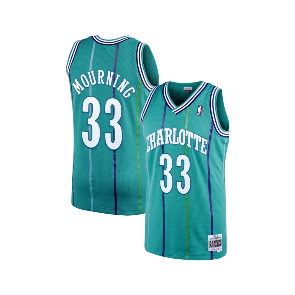 Mens Charlotte Hornets Alonzo Mourning Teal 1992 93 Hardwood Classics Swingman Jersey,Charlotte Hornets,NBA,JERSEY with free shi