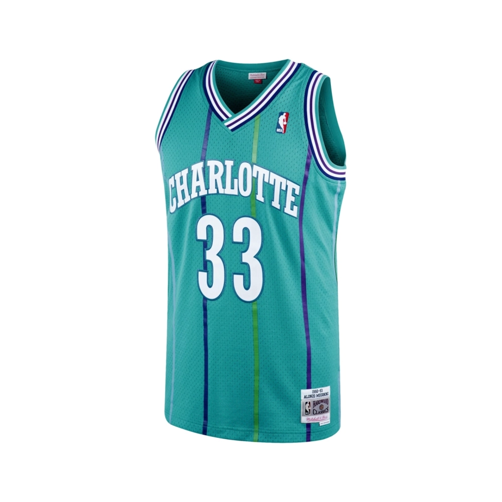 Mens Charlotte Hornets Alonzo Mourning Teal 1992 93 Hardwood Classics Swingman Jersey,Charlotte Hornets,NBA,JERSEY with free shi