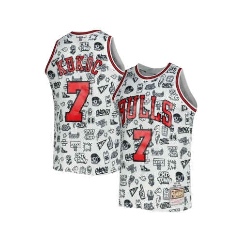 Mens Chicago Bulls Toni Kukoc White 1997 98 Hardwood Classics Doodle Swingman Jersey,Chicago Bulls,NBA,JERSEY with free shipping