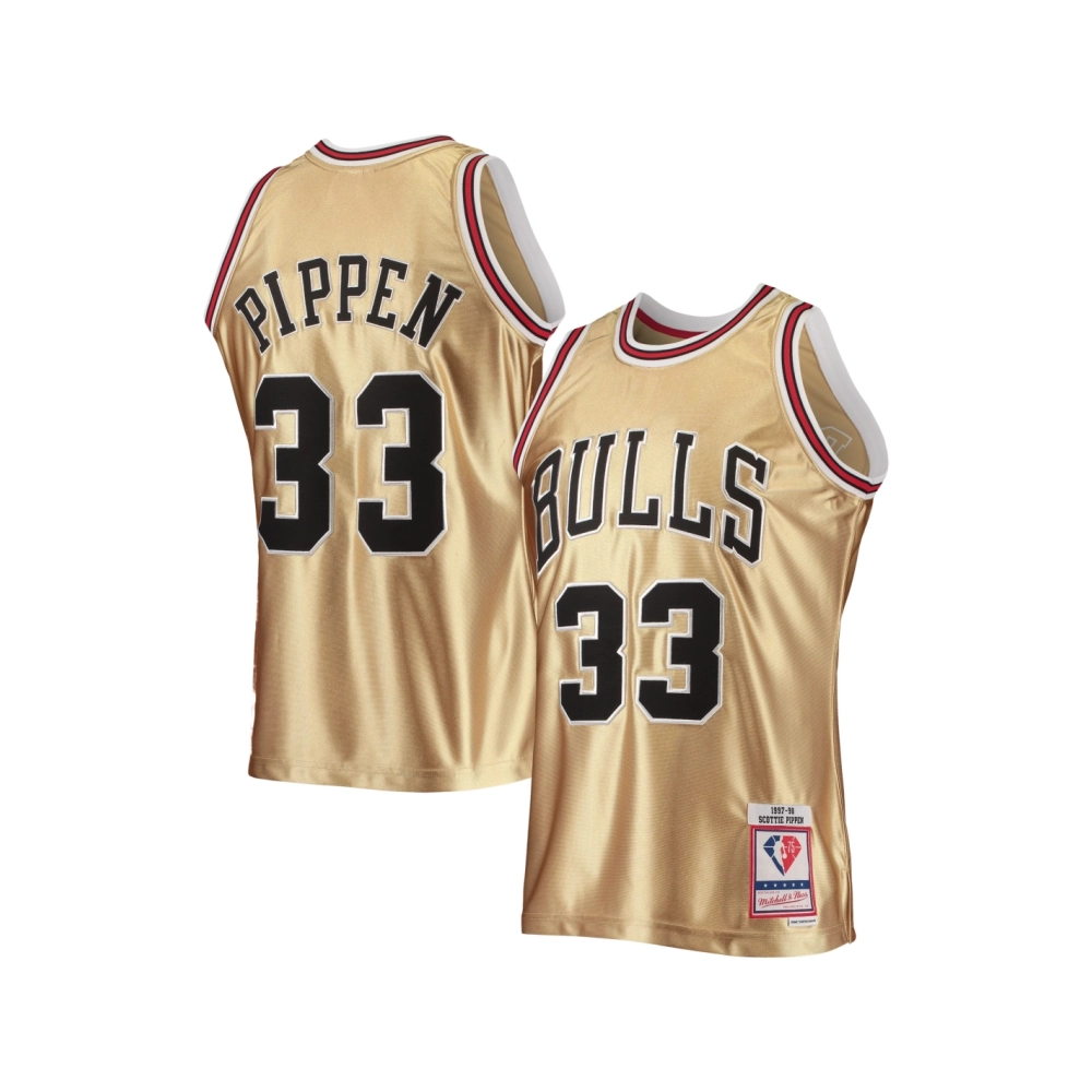 Mens Chicago Bulls Scottie Pippen Gold 75th Anniversary 1997 98 Hardwood Classics Swingman Jersey,Chicago Bulls,NBA,JERSEY with 