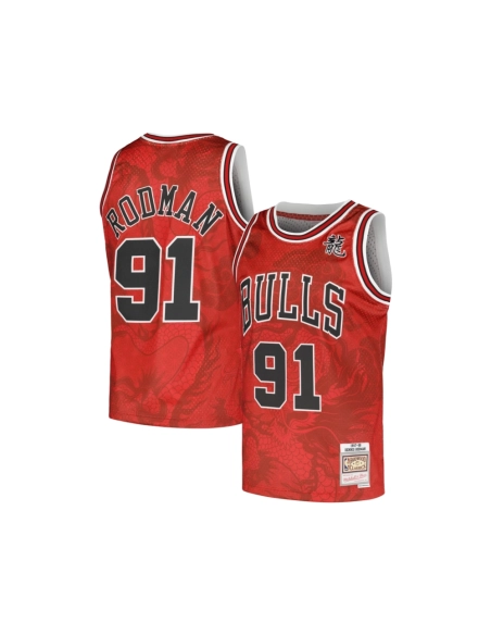 Mens Chicago Bulls Dennis Rodman Red 1997 98 Hardwood Classics Asian Heritage 6.0 Swingman Throwback Player Jersey,Chicago Bulls