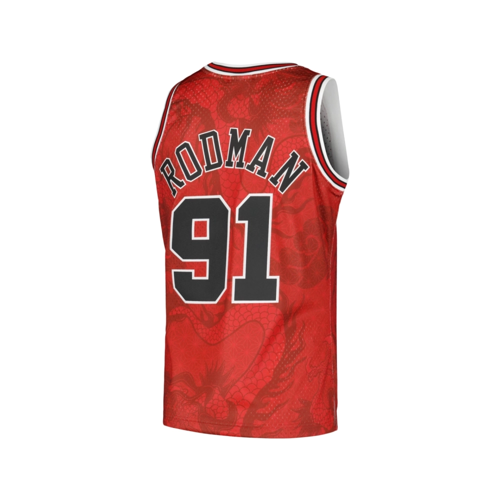 Mens Chicago Bulls Dennis Rodman Red 1997 98 Hardwood Classics Asian Heritage 6.0 Swingman Throwback Player Jersey,Chicago Bulls