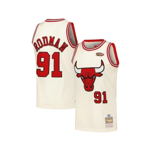Mens Chicago Bulls Dennis Rodman Cream Chainstitch Swingman Jersey,Chicago Bulls,NBA,JERSEY with free shipping