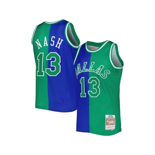 Mens Dallas Mavericks Steve Nash Blue Green Hardwood Classics 1998 99 Split Swingman Jersey,Dallas Mavericks,NBA,JERSEY with fre