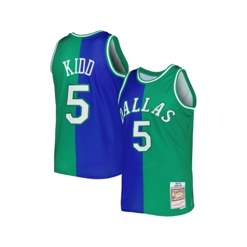 Mens Dallas Mavericks Jason Kidd Blue Green Hardwood Classics 1994 95 Split Swingman Jersey,Dallas Mavericks,NBA,JERSEY with fre