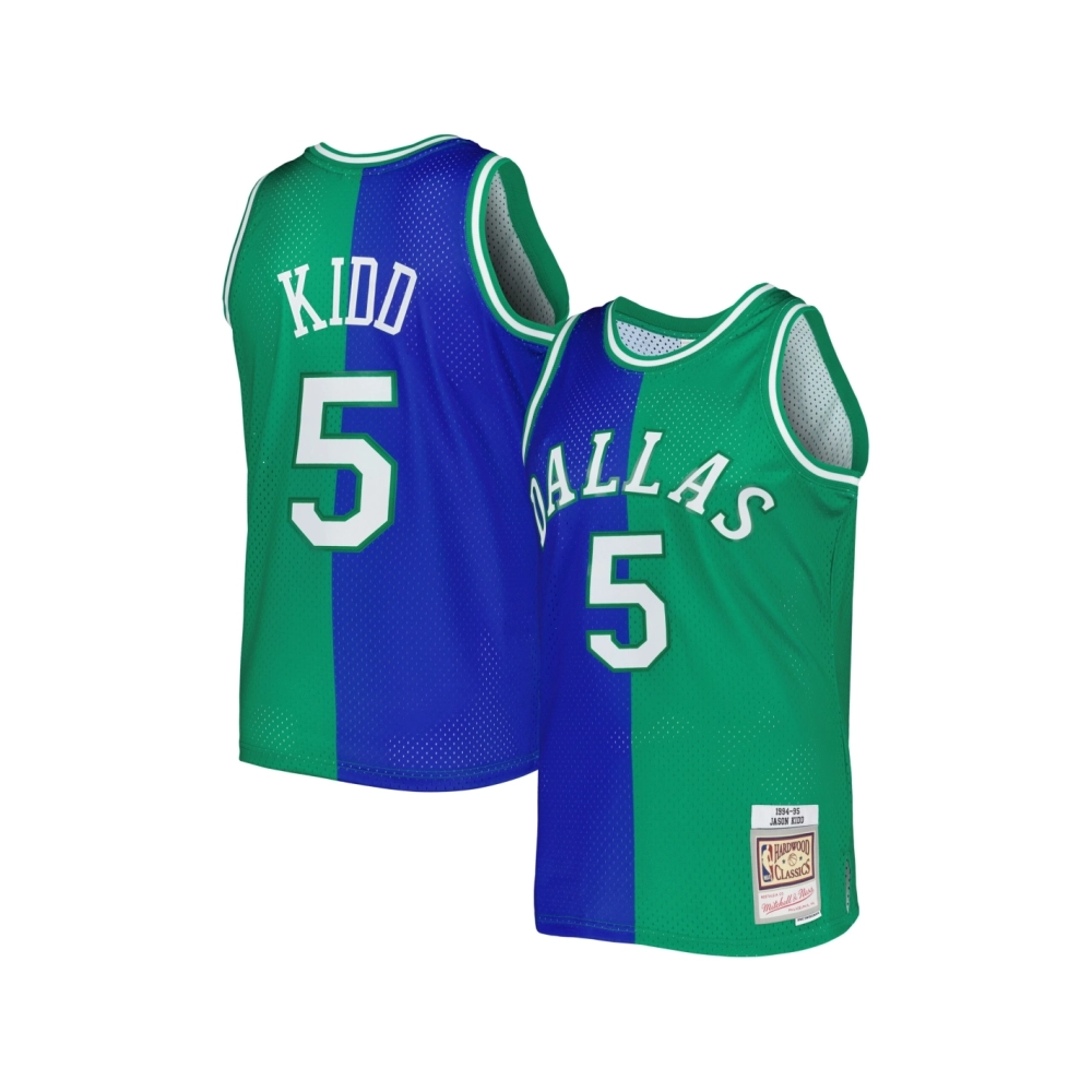 Mens Dallas Mavericks Jason Kidd Blue Green Hardwood Classics 1994 95 Split Swingman Jersey,Dallas Mavericks,NBA,JERSEY with fre
