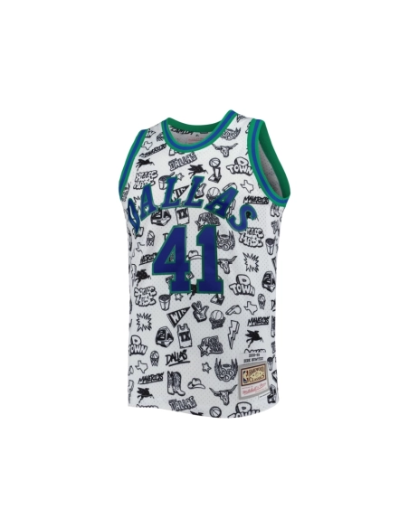Mens Dallas Mavericks Dirk Nowitzki White 1998 99 Hardwood Classics Doodle Swingman Jersey,Dallas Mavericks,NBA,JERSEY with free