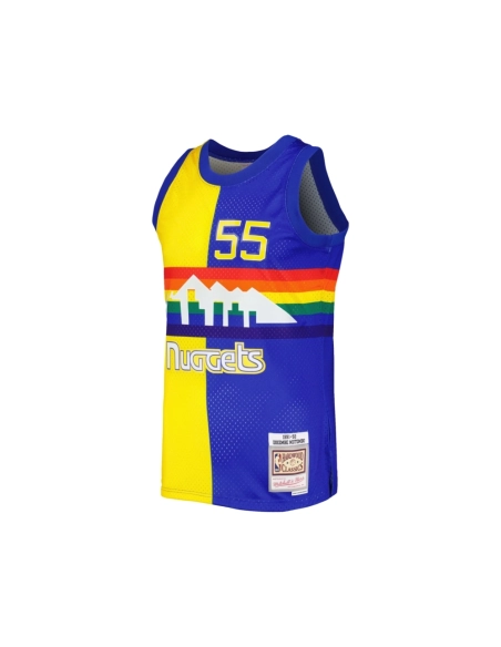 Mens Denver Nuggets Dikembe Mutombo Royal Gold Hardwood Classics 1991 92 Split Swingman Jersey,Denver Nuggets,NBA,JERSEY with fr
