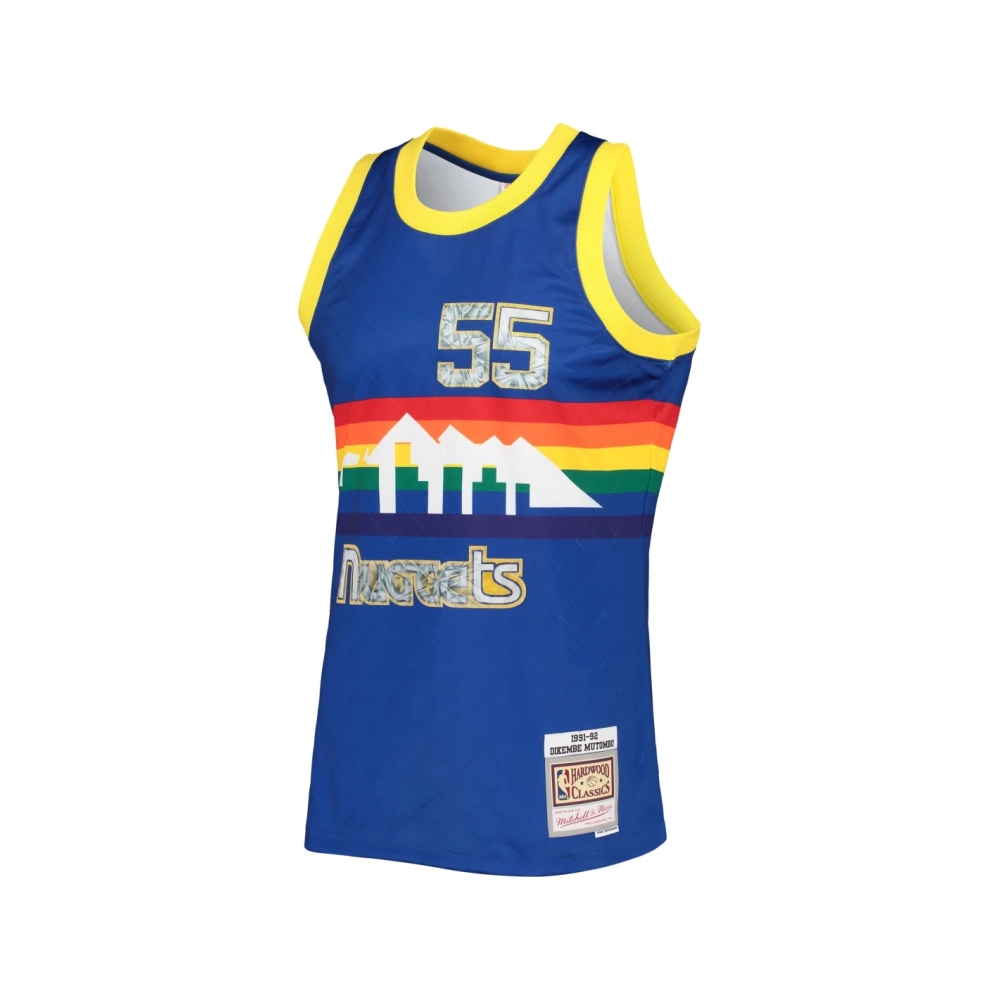 Mens Denver Nuggets Dikembe Mutombo Royal 1996 97 Hardwood Classics NBA 75th Anniversary Diamond Swingman Jersey,Denver Nuggets,