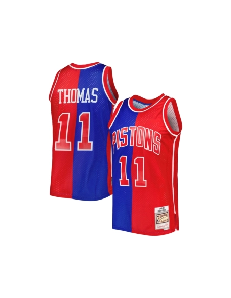 Mens Detroit Pistons Isiah Thomas Blue Red Hardwood Classics 1988 89 Split Swingman Jersey,Detroit Pistons,NBA,JERSEY with free 