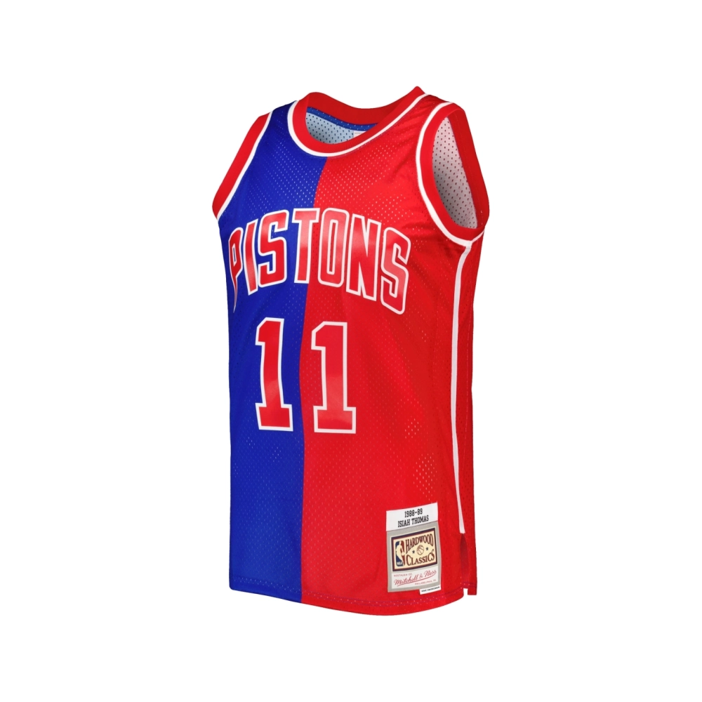 Mens Detroit Pistons Isiah Thomas Blue Red Hardwood Classics 1988 89 Split Swingman Jersey,Detroit Pistons,NBA,JERSEY with free 