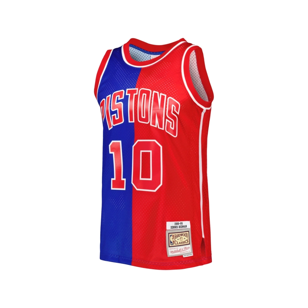 Mens Detroit Pistons Dennis Rodman Blue Red Hardwood Classics 1988 89 Split Swingman Jersey,Detroit Pistons,NBA,JERSEY with free