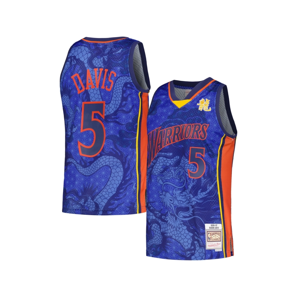 Mens Golden State Warriors Baron Davis Royal 2006 07 Hardwood Classics Asian Heritage 6.0 Swingman Throwback Player Jersey,Golde