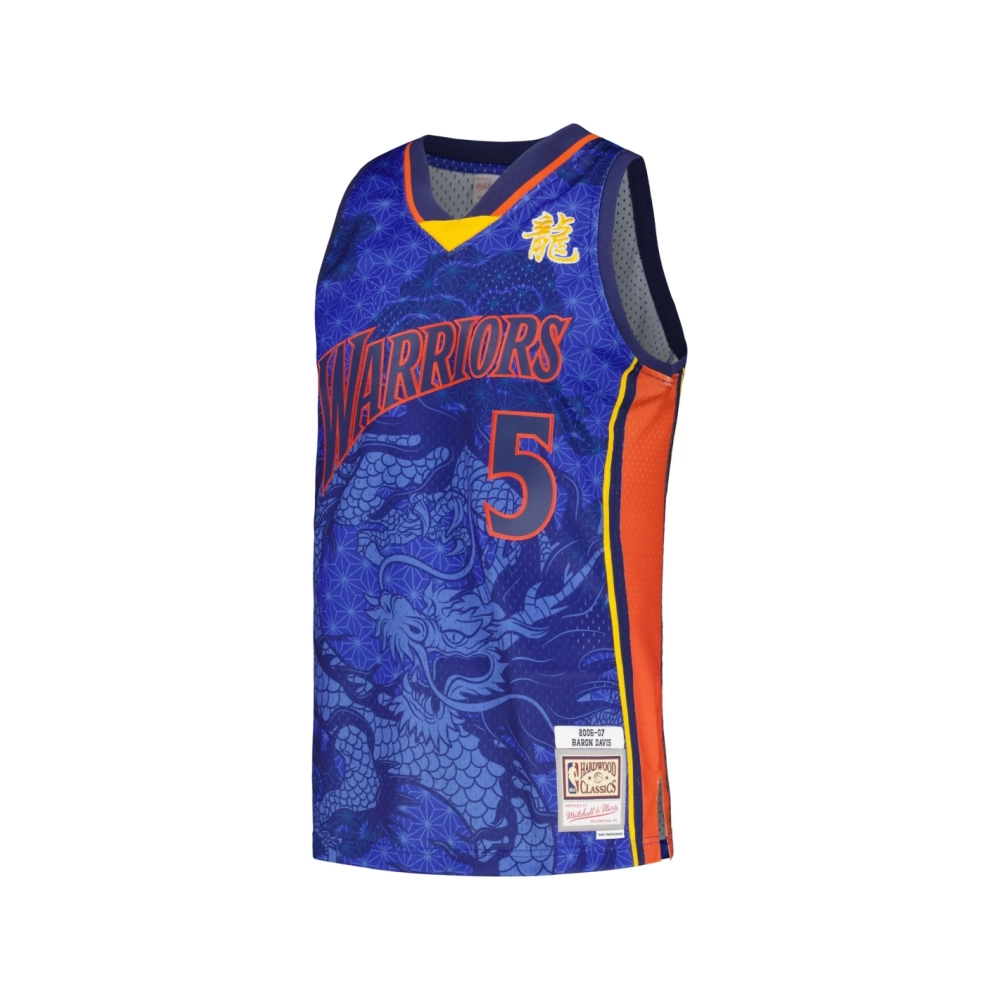 Mens Golden State Warriors Baron Davis Royal 2006 07 Hardwood Classics Asian Heritage 6.0 Swingman Throwback Player Jersey,Golde