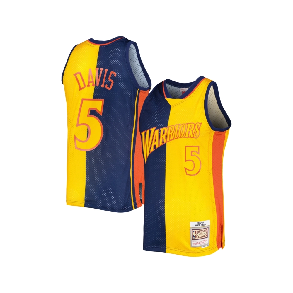Mens Golden State Warriors Baron Davis Navy Gold Hardwood Classics 2006 07 Split Swingman Jersey,Golden State Warriors,NBA,JERSE