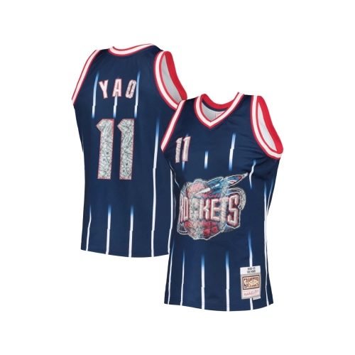 Mens Houston Rockets Yao Ming Navy 2002 03 Hardwood Classics NBA 75th Anniversary Diamond Swingman Jersey,Houston Rockets,NBA,JE