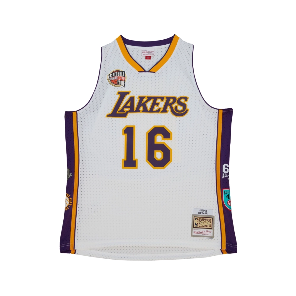 Unisex Los Angeles Lakers Pau Gasol White Hall of Fame Class of 2023 Throwback Swingman Jersey,Los Angeles Lakers,NBA,JERSEY wit