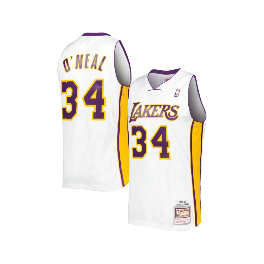 Mens Los Angeles Lakers Shaquille ONeal White 2001 02 Hardwood Classics Swingman Jersey,Los Angeles Lakers,NBA,JERSEY with free 