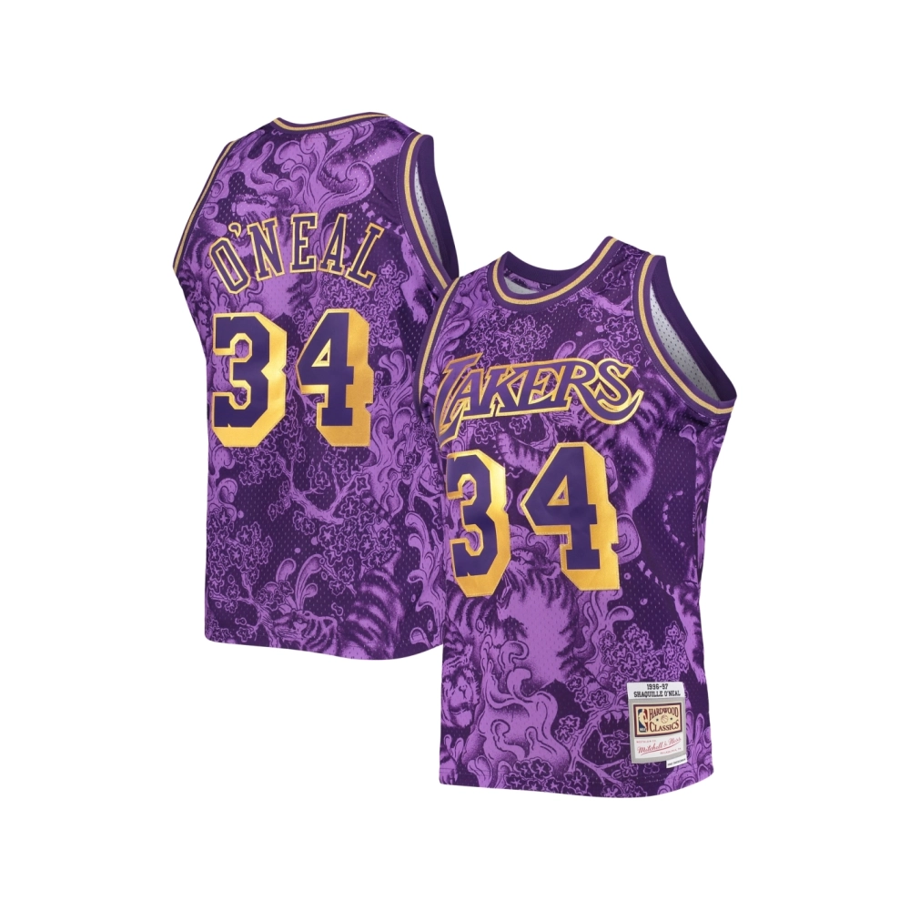 Mens Los Angeles Lakers Shaquille ONeal Purple Hardwood Classics 1996 97 Lunar New Year Swingman Jersey,Los Angeles Lakers,NBA,J