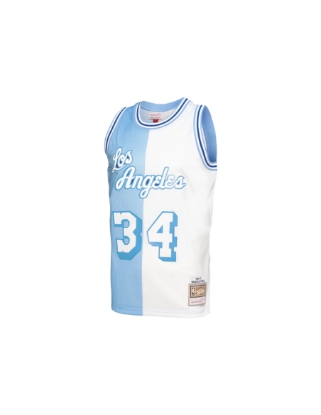 Mens Los Angeles Lakers Shaquille ONeal Powder Blue White Hardwood Classics 1996 97 Split Swingman Jersey,Los Angeles Lakers,NBA