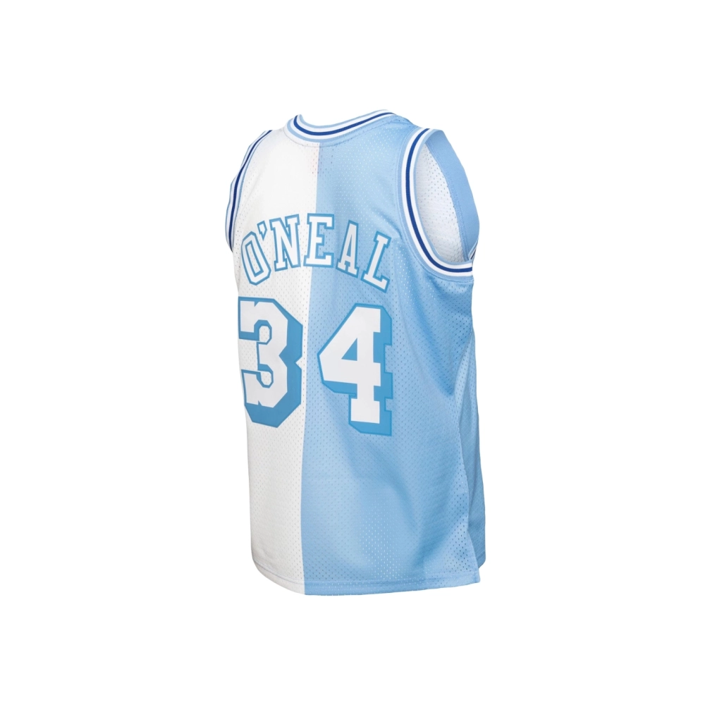 Mens Los Angeles Lakers Shaquille ONeal Powder Blue White Hardwood Classics 1996 97 Split Swingman Jersey,Los Angeles Lakers,NBA