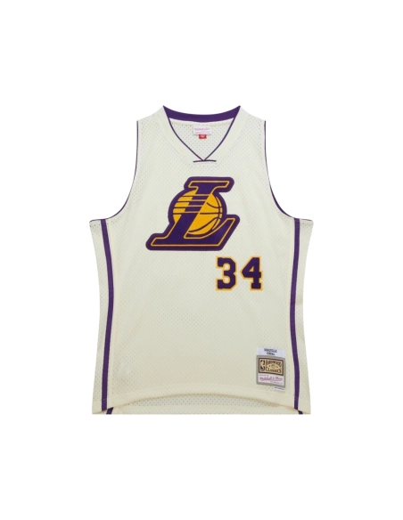 Mens Los Angeles Lakers Shaquille ONeal Cream Chainstitch Swingman Jersey,Los Angeles Lakers,NBA,JERSEY with free shipping