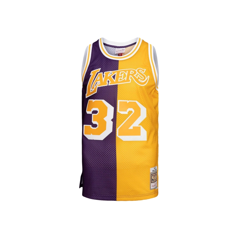 Mens Los Angeles Lakers Purple Gold Big Tall Hardwood Classics 1984 85 Split Swingman Jersey,Los Angeles Lakers,NBA,JERSEY with 