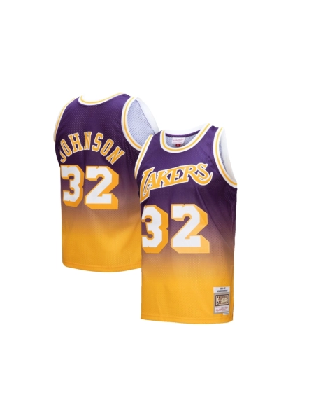 Mens Los Angeles Lakers Magic Johnson Gold Purple 1984 85 Hardwood Classics Fadeaway Swingman Player Jersey,Los Angeles Lakers,N