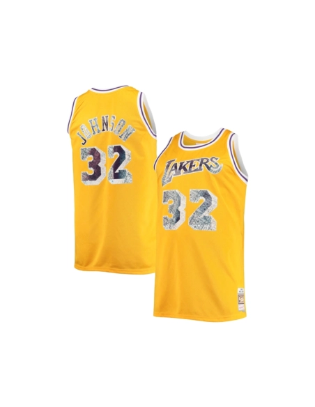 Mens Los Angeles Lakers Magic Johnson Gold Big Tall 1984 85 NBA 75th Anniversary Diamond Swingman Jersey,Los Angeles Lakers,NBA,