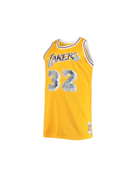 Mens Los Angeles Lakers Magic Johnson Gold Big Tall 1984 85 NBA 75th Anniversary Diamond Swingman Jersey,Los Angeles Lakers,NBA,