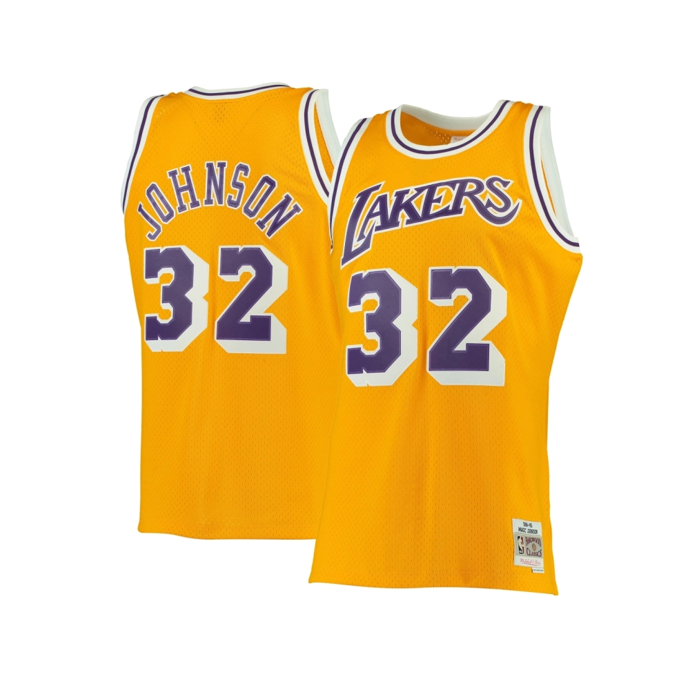 Mens Los Angeles Lakers Magic Johnson Gold 1984 85 Hardwood Classics Swingman Jersey,Los Angeles Lakers,NBA,JERSEY with free shi