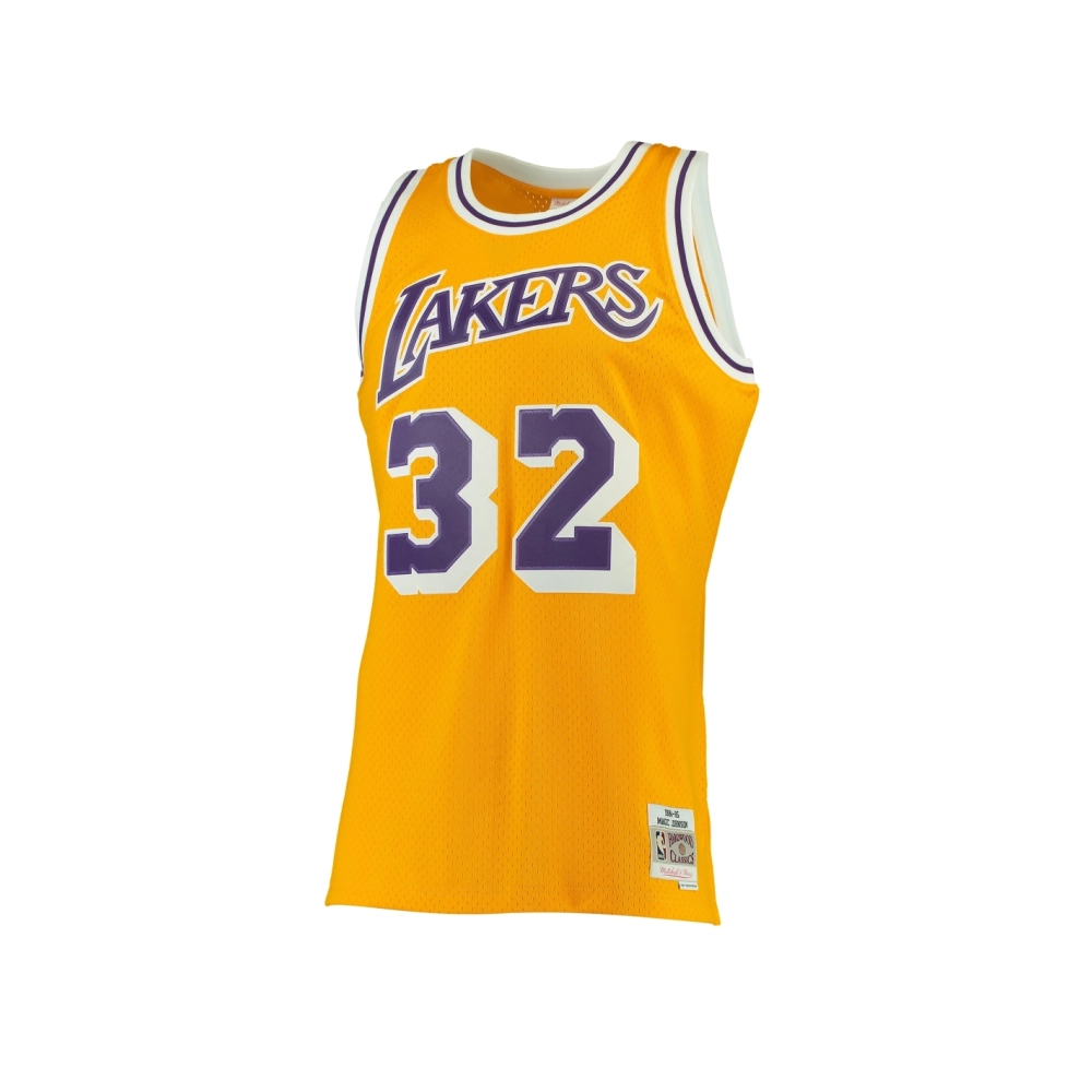 Mens Los Angeles Lakers Magic Johnson Gold 1984 85 Hardwood Classics Swingman Jersey,Los Angeles Lakers,NBA,JERSEY with free shi